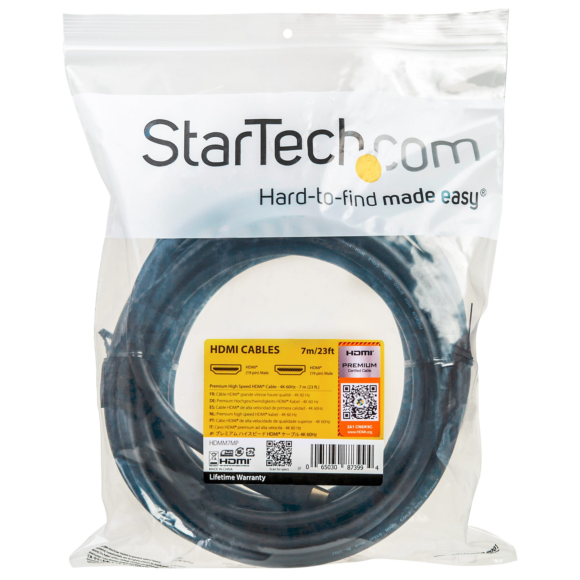 STARTECHCOM StarTechcom Premium High Speed HDMI Kabel mit Ethernet 4K 60Hz 7m HDMI Monitorkabel TV HDMI Kabel