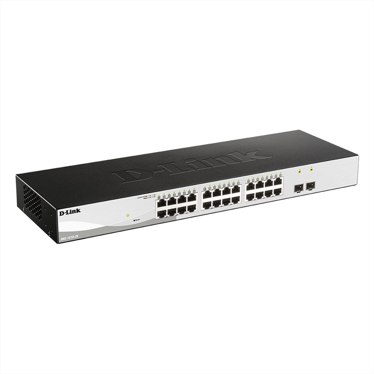 D-LINK DGS-1210-26/E 26-Port Layer2 Smart Managed Gigabit Switch 24x 10/100/1000Mbit/s 2x 100/1000Mbit/s SFP Slots ohne Lüfter