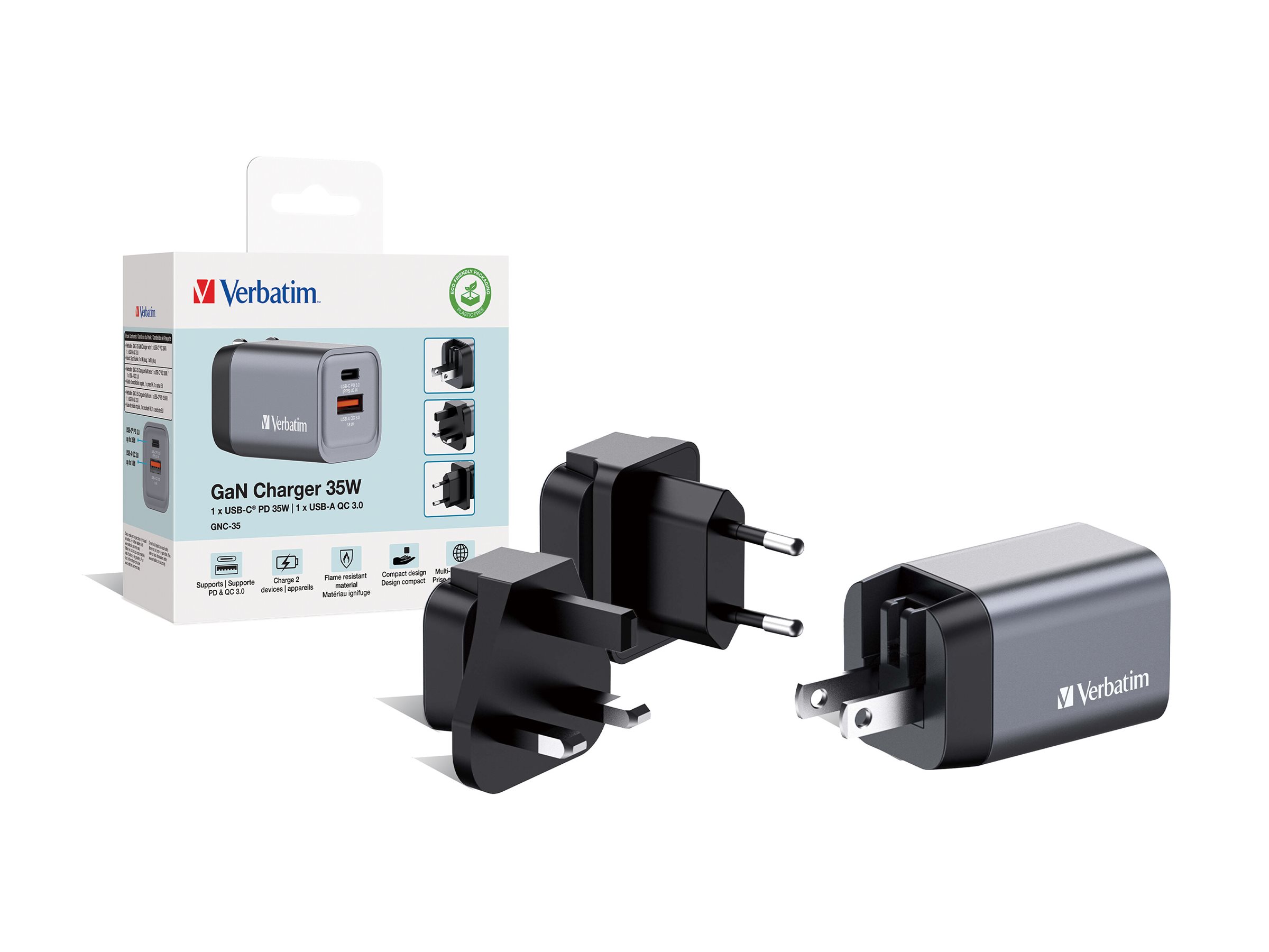 Verbatim USB-C Ladegeraet 35W 2 Port USB-C/USB-A