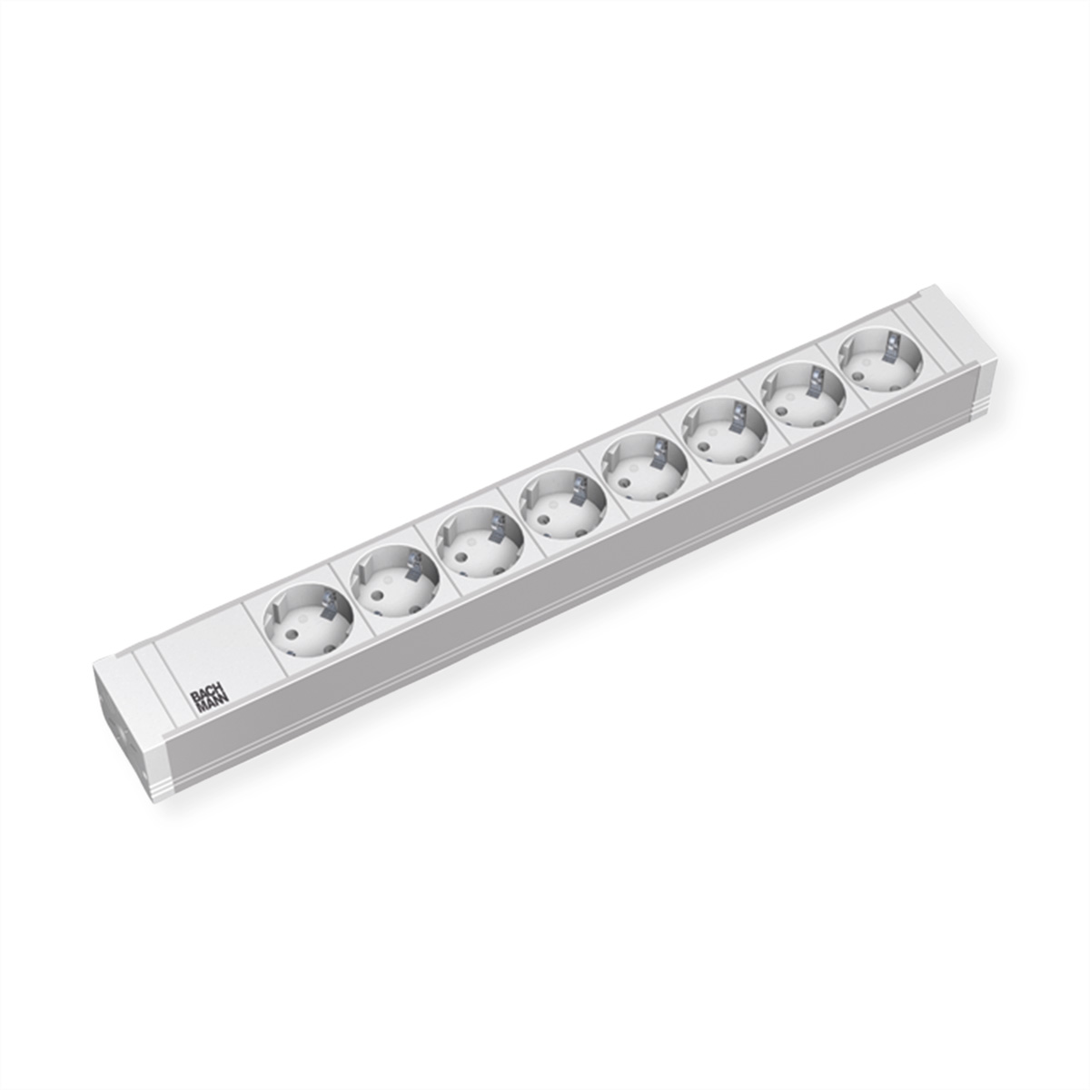 Bachmann 19"-Steckdosenleiste PVC 1,5HE, 8-fach, lichtgrau 2,0m, ohne Schalter