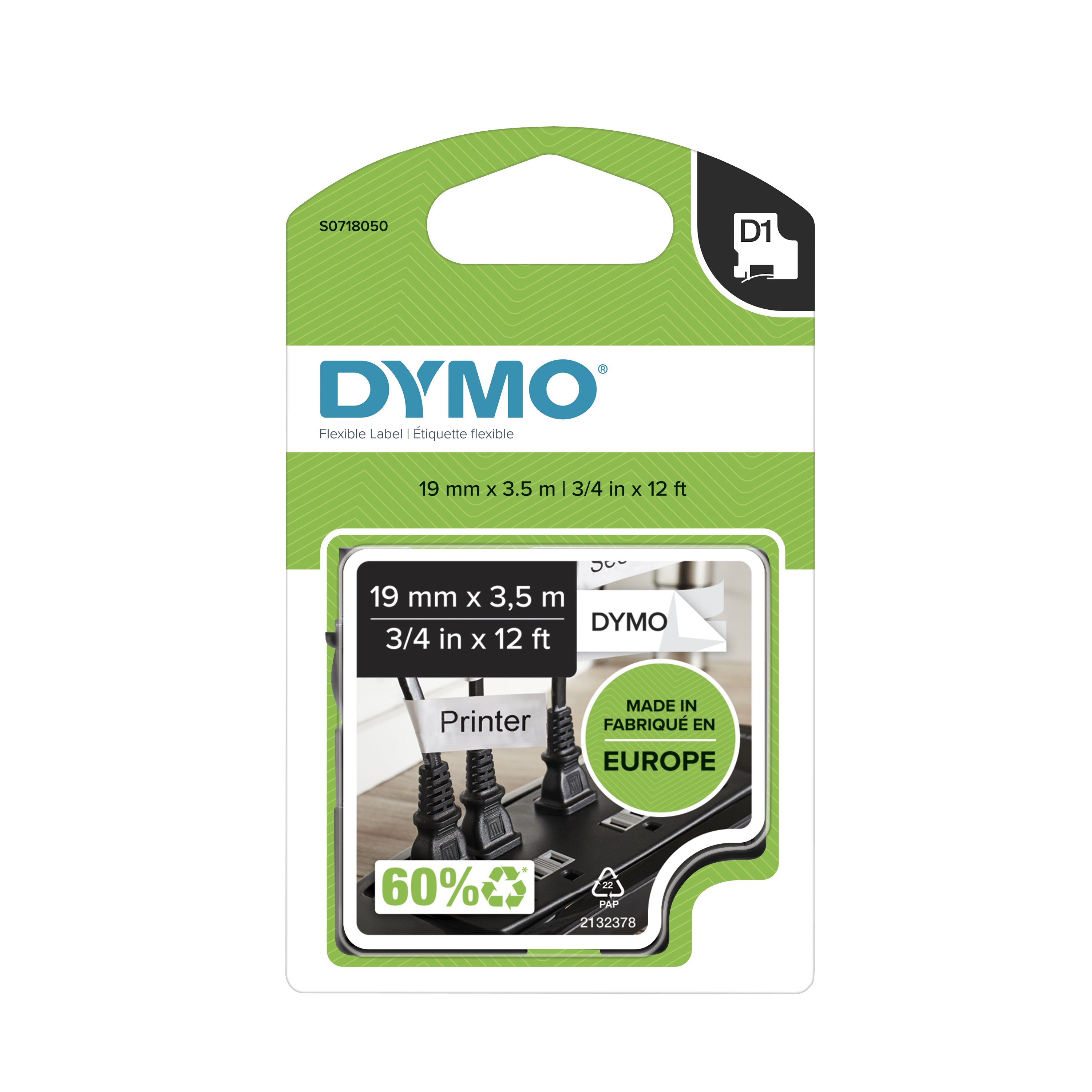 Dymo D1 12 mm schwarz auf weiß