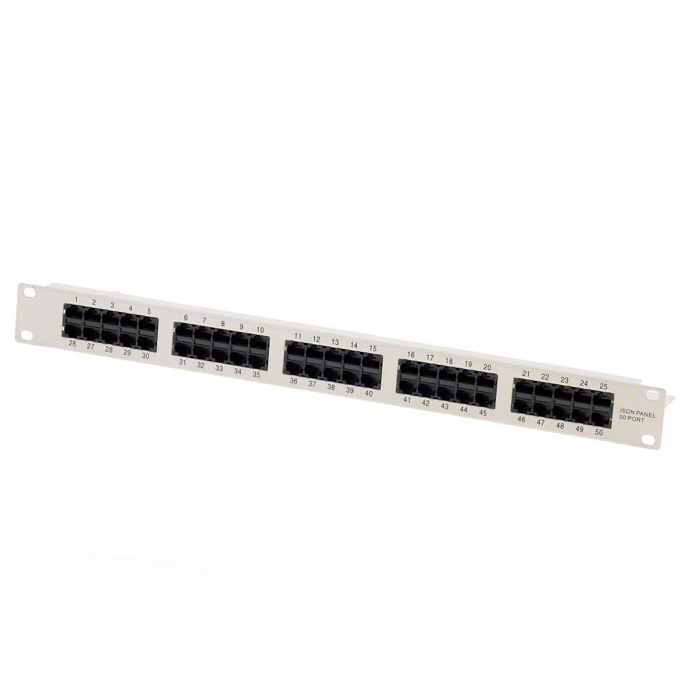 Ecolan Patchfeld Cat 3 ISDN 19" 1HE 50 Port RJ45 8/4 hellgrau RAL7035 Ecolan Patchfeld Cat 3 ISDN 19" 1HE 50 Port RJ45 8/4 hellgrau RAL7035
