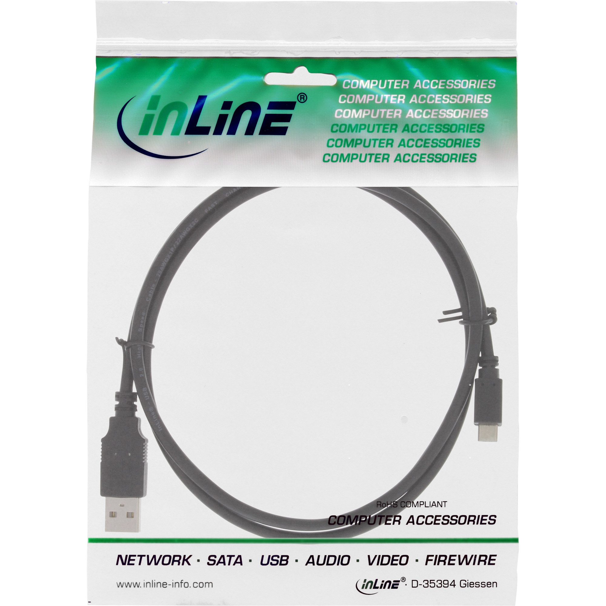 INLINE Micro-USB 2.0 Schnellladekabel USB-A Stecker an Micro-B Stecker schwarz 1m