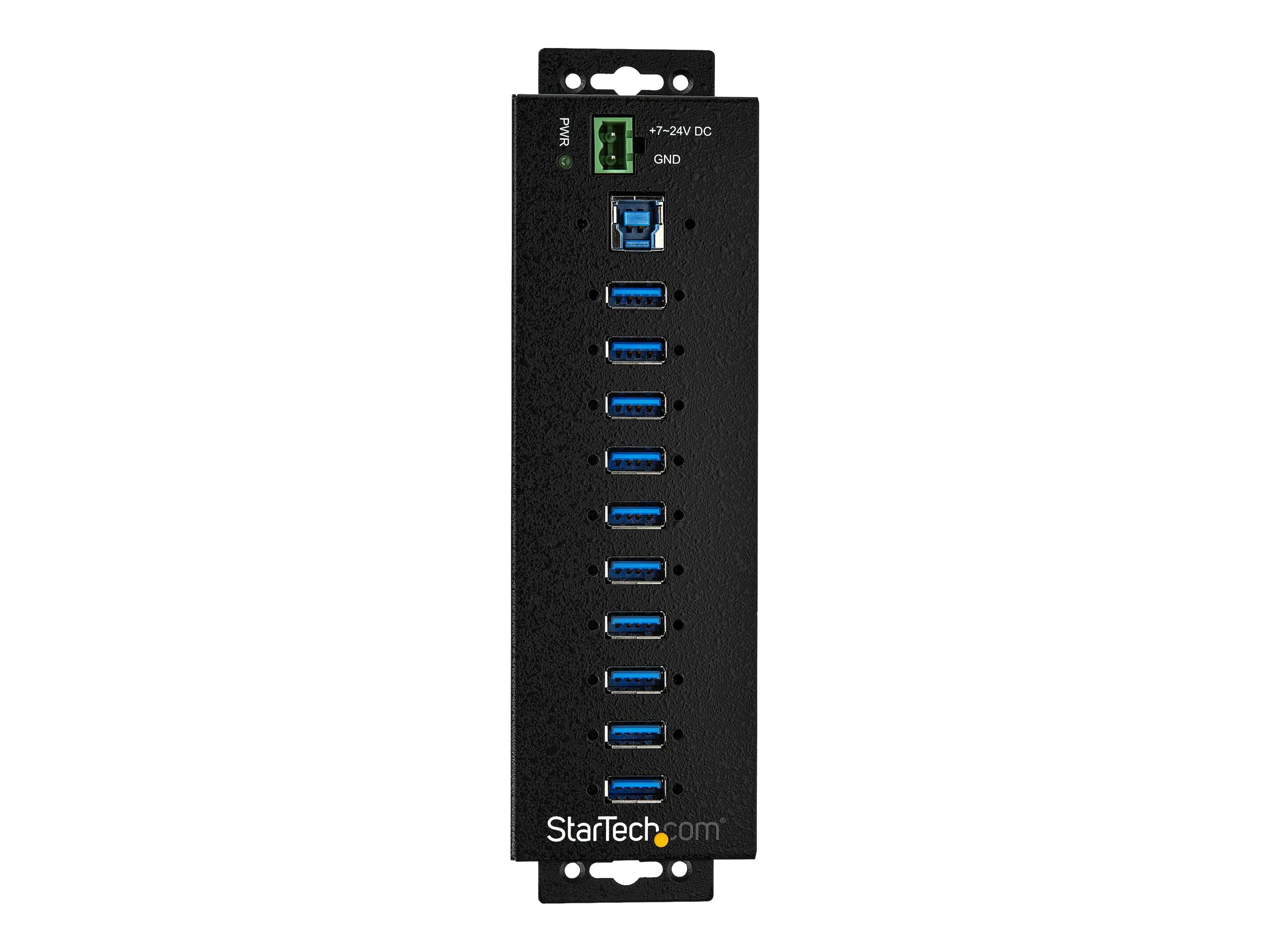 STARTECH.COM 10-Port Industrial USB 3.0 Hub with External Power Adapter - ESD & 350W Surge Protection HB30A10AME