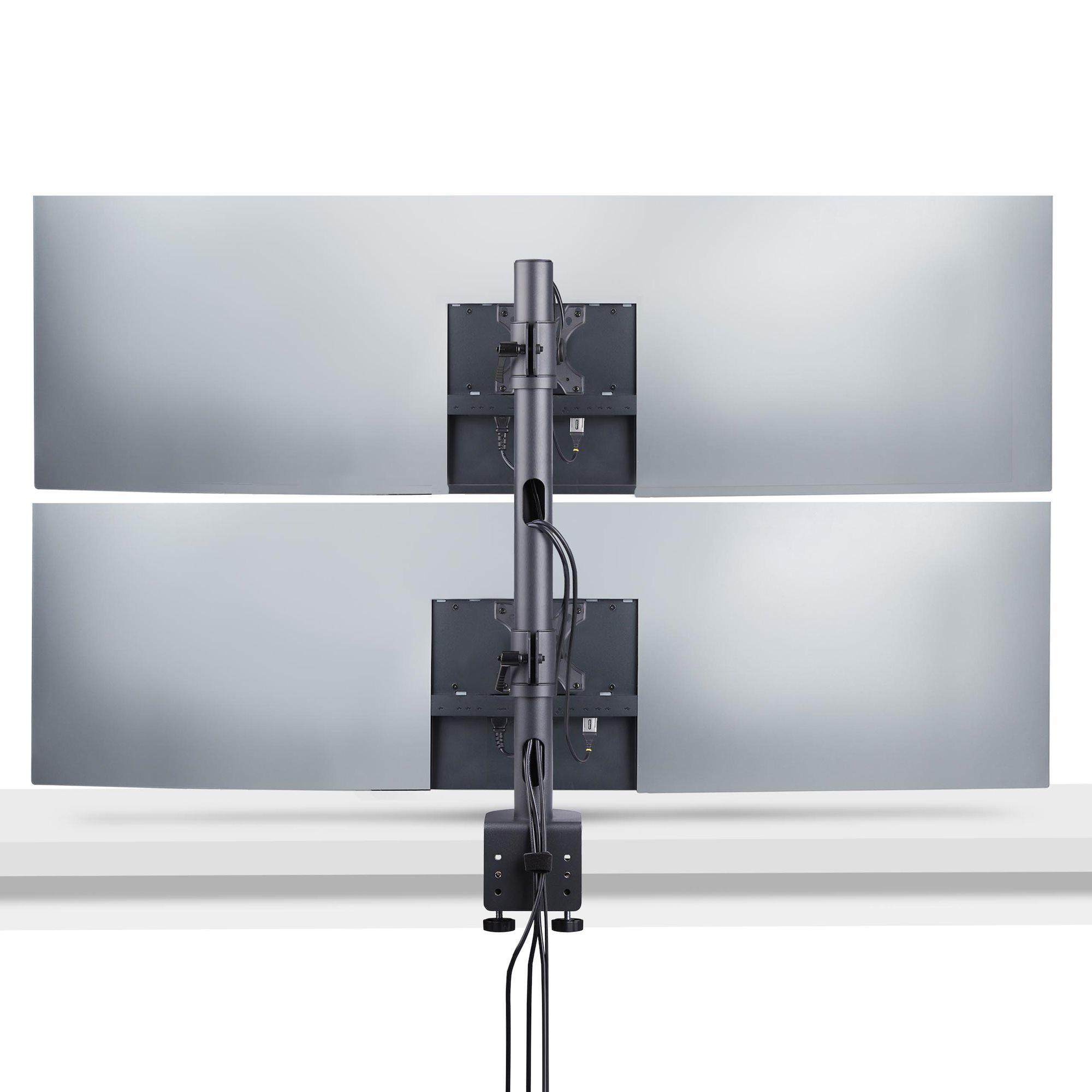 STARTECHCOM Dual Monitorhalterung 124,46cm 49Zoll fur 2 Vertikal Gestapelte Monitore 2x 16 kg VESA BildschirmhalterungMonitorarm