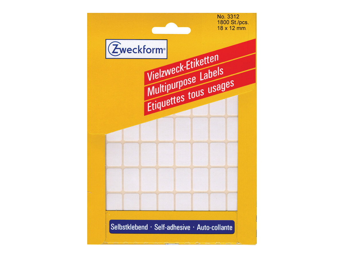 1.800 AVERY Zweckform Etiketten 3312 weiÃ 18,0 x 12,0 mm