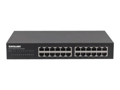 INTELLINET 24-Port Gigabit Ethernet Switch 24x 10/100/1000 Mbit/s RJ45-Ports Desktop 48,3 cm 19 Zoll Rackmount Metall