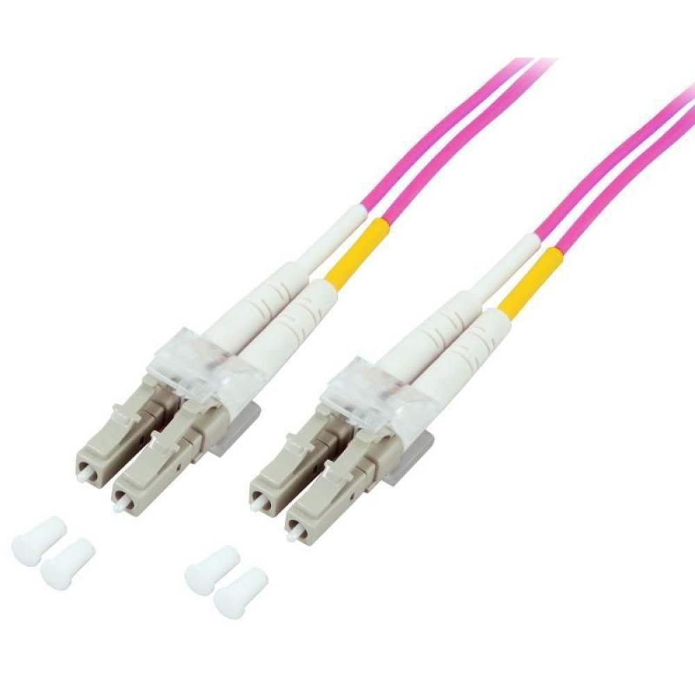 EFB LWL Kabel Duplex Jumper LCLC 50125 OM4 20 Meter LSZH Halogenfrei erika violett 20mm geprueft mit Messprotokoll