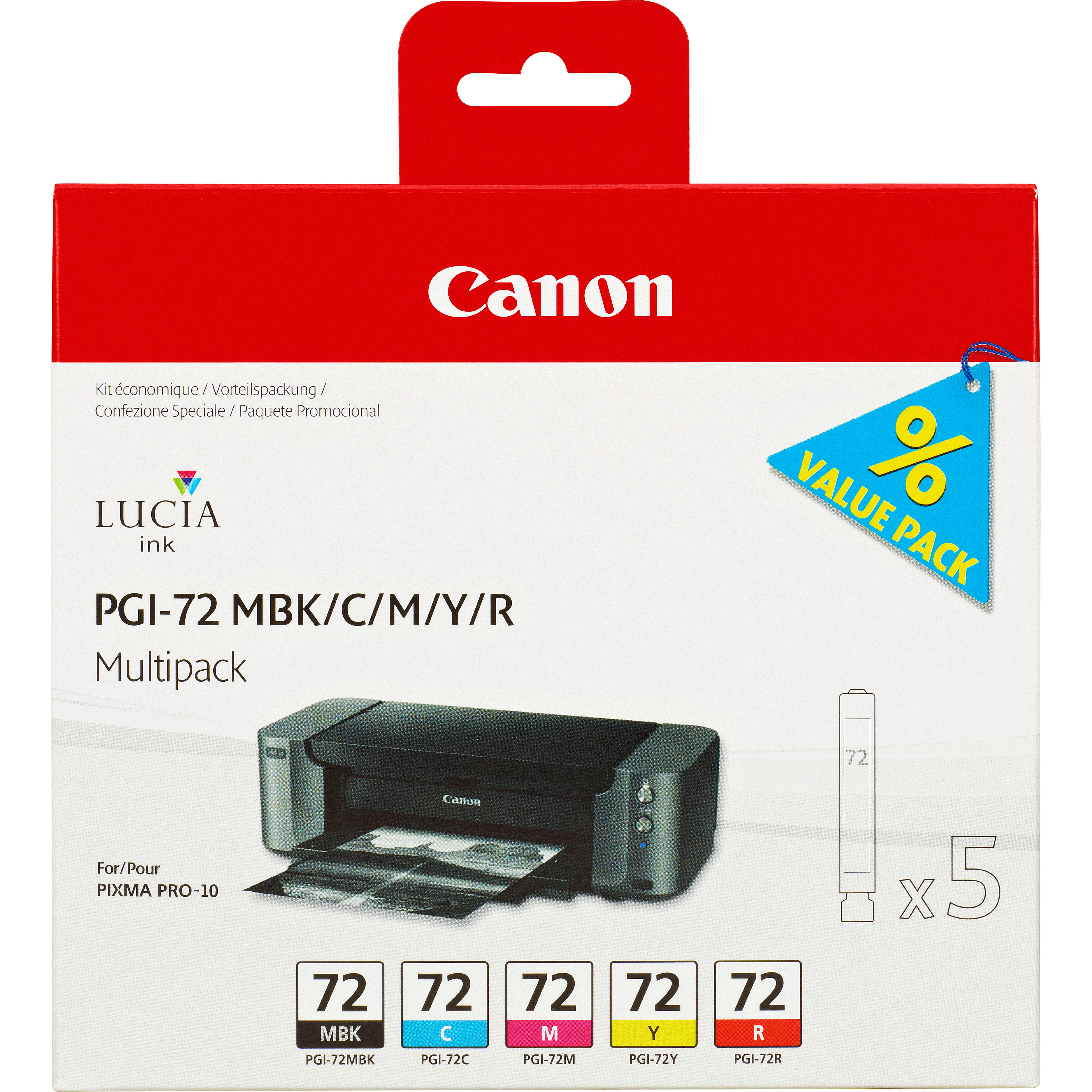 Canon PGI72 MBKCMYR mattschwarz, cyan, magenta, gelb, rot Druckerpatronen, 5erSet