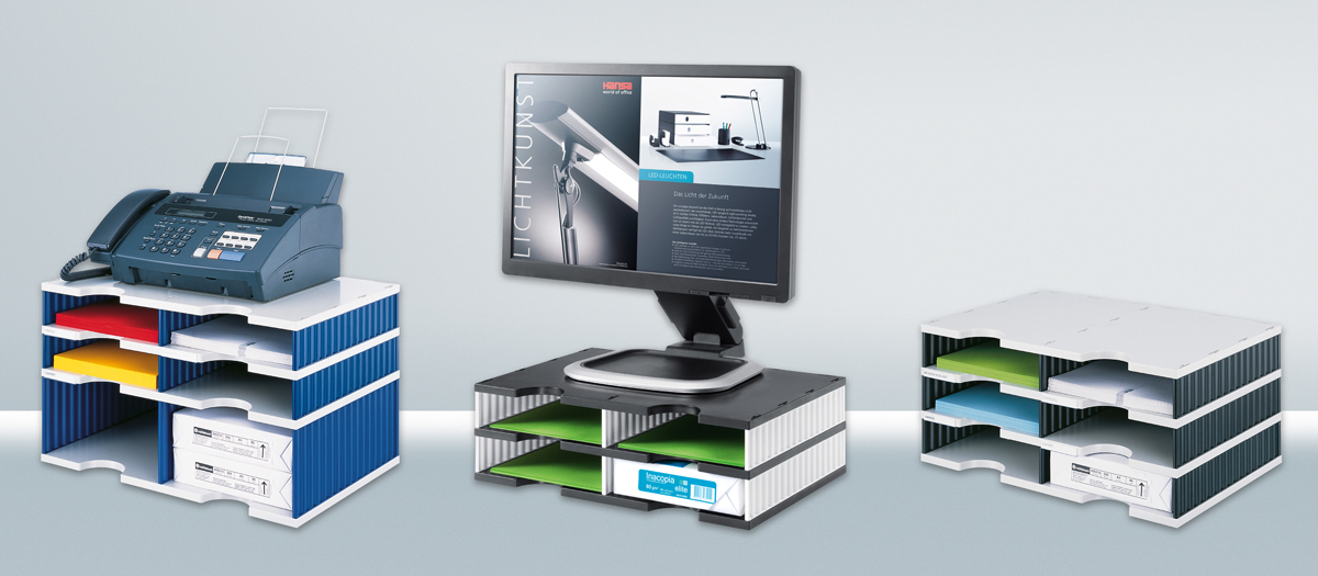 styro Sortierstation Styrodoc grau/blau mit 4 Faecher styro Sortierstation Styrodoc grau/blau mit 4 Faecher
