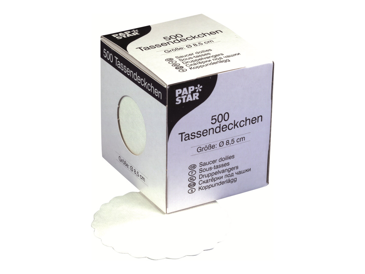 PAPSTAR Tropfdeckchen weiss Ø 8,5 cm, 500 St