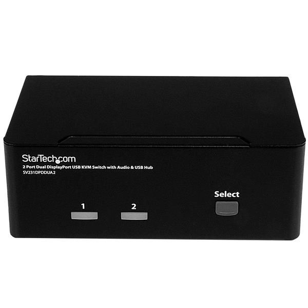 STARTECHCOM DisplayPort KVM Switch 2 Port DualDisplay 4k 60hz USB Hub Audio and Microphone