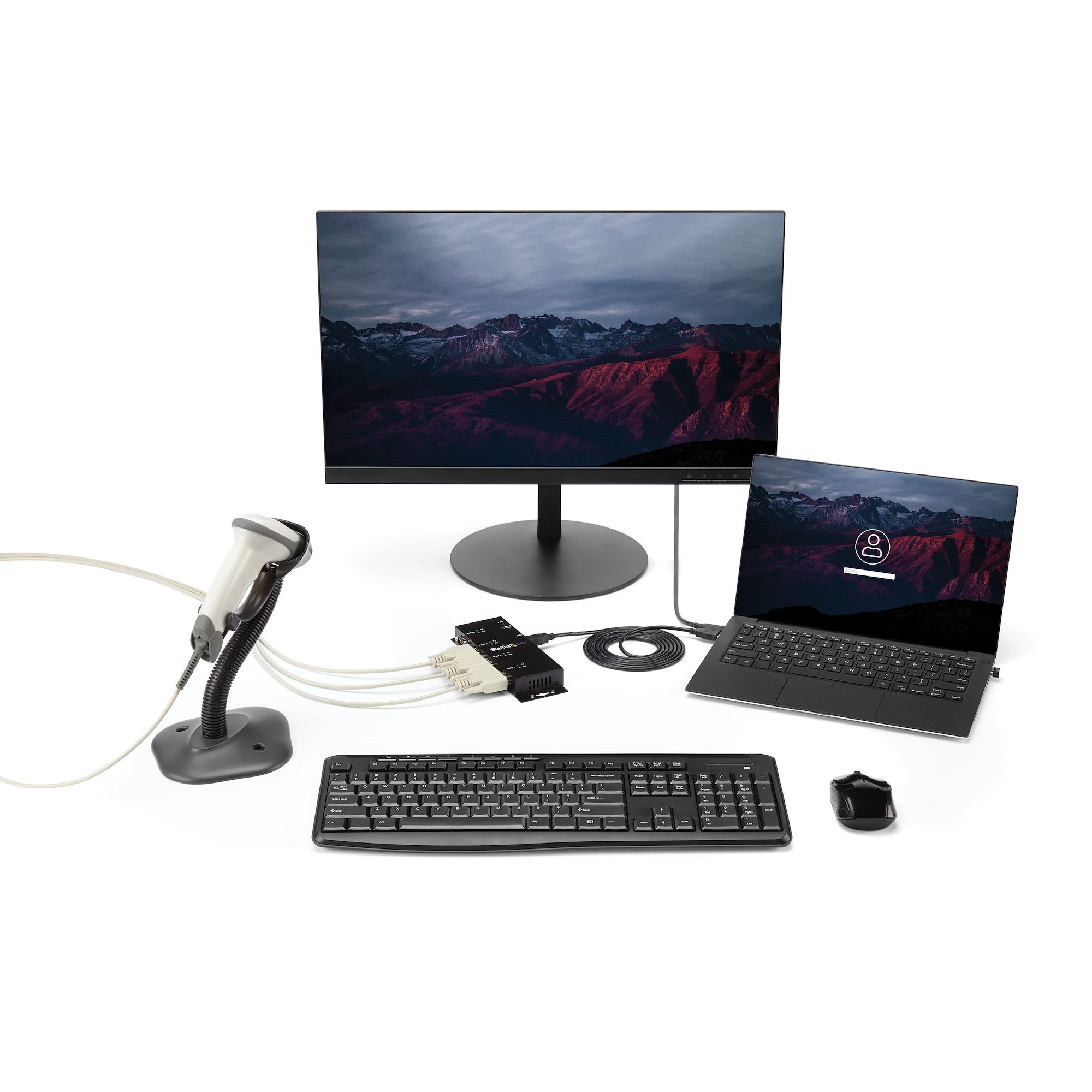 STARTECHCOM 4 Port USB auf Seriel RS232 Adapter Hub Industriell DINScheinen Wandmontagefähig USB auf Seriell DB9 Konverte