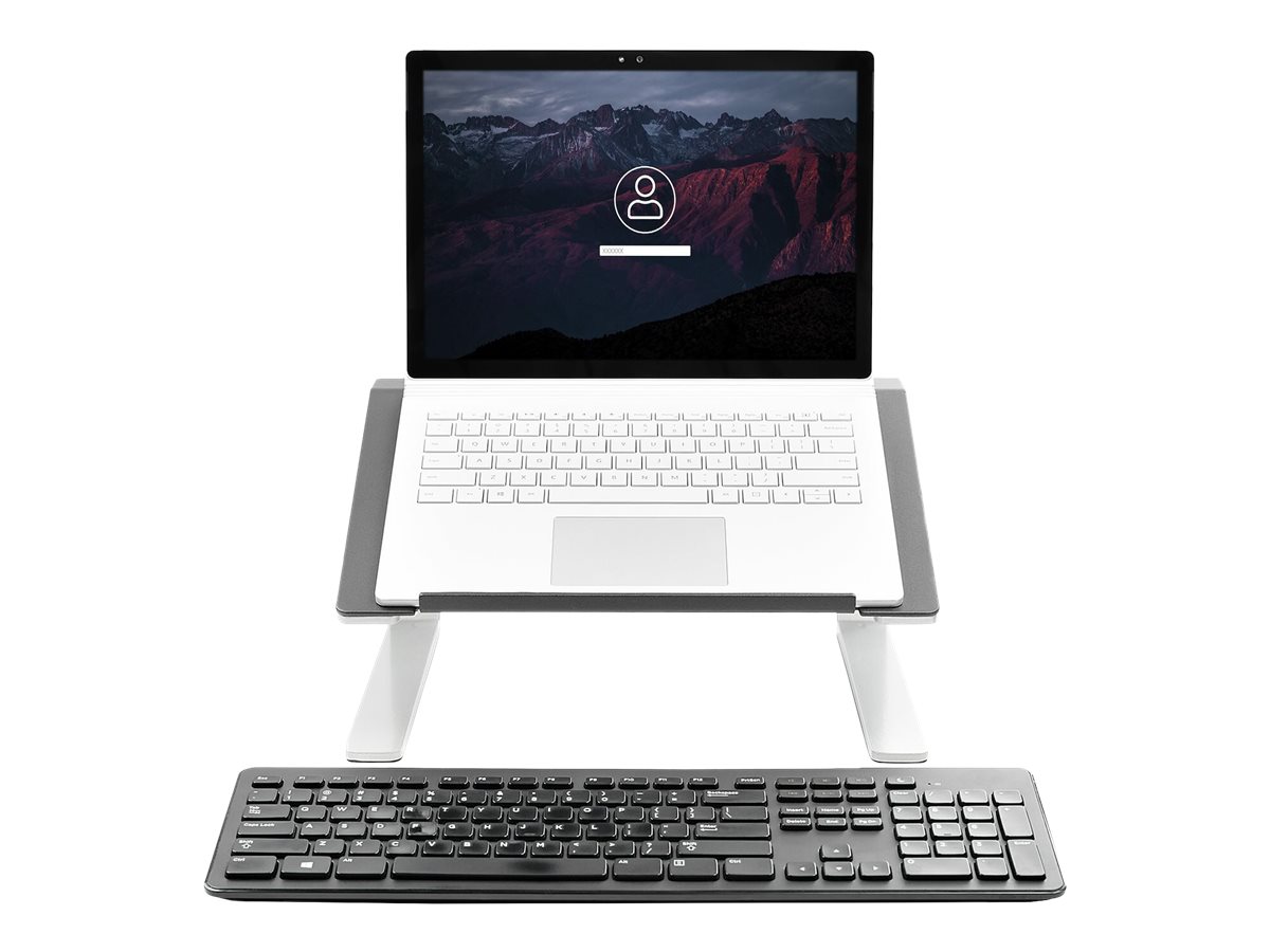 STARTECH.COM Adjustable Laptop Stand - Heavy Duty Steel & Aluminum - 3 Height Settings - Tilted - Ergonomic Laptop Riser