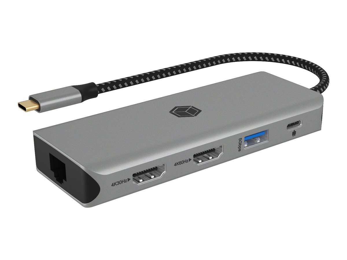 ICY BOX IB-DK4012-CPD 9-in-1 mobile DockingStation USB PD 3.0 Type-C bis 100 W pass-through 2 HDMI RJ45 SDmicroSD 3.0 Kartenleser ICY BOX IB-DK4012-CPD 9-in-1 mobile DockingStation USB PD 3.0 Type-C bis 100 W pass-through 2 HDMI RJ45 SDmicroSD 3.0 Kartenleser