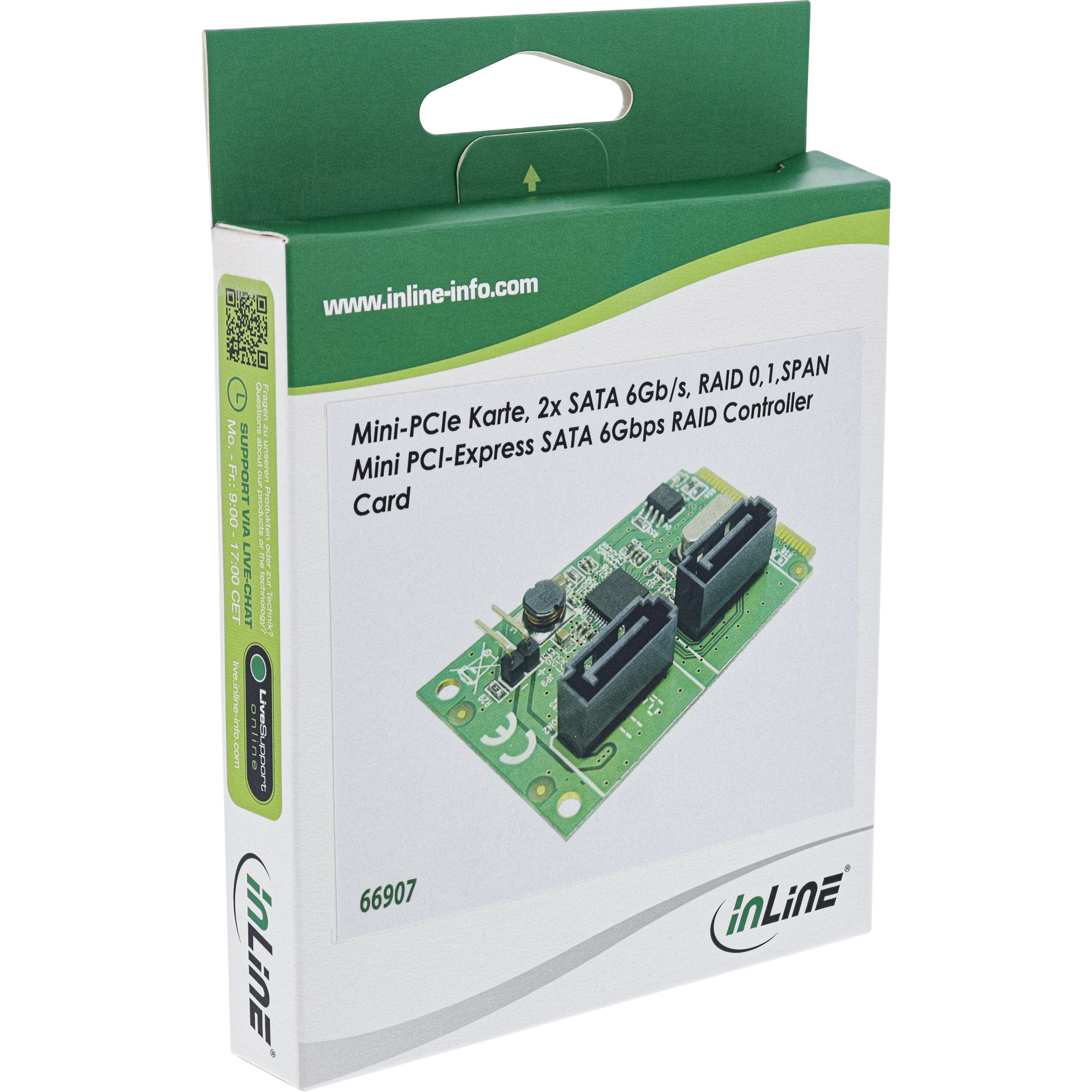 INLINE Mini-PCIe Karte 2x SATA 6Gb/s RAID 0,1,SPAN INLINE Mini-PCIe Karte 2x SATA 6Gb/s RAID 0,1,SPAN