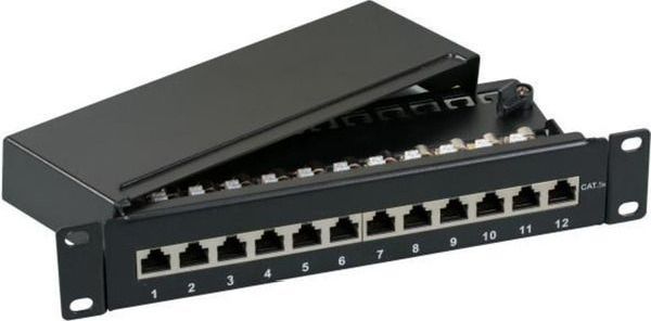 EFB Mini Patchpanel STP 12xRJ45 Cat6 25,4cm 10Zoll 1HE RAL7035 GRAU 5Gbit