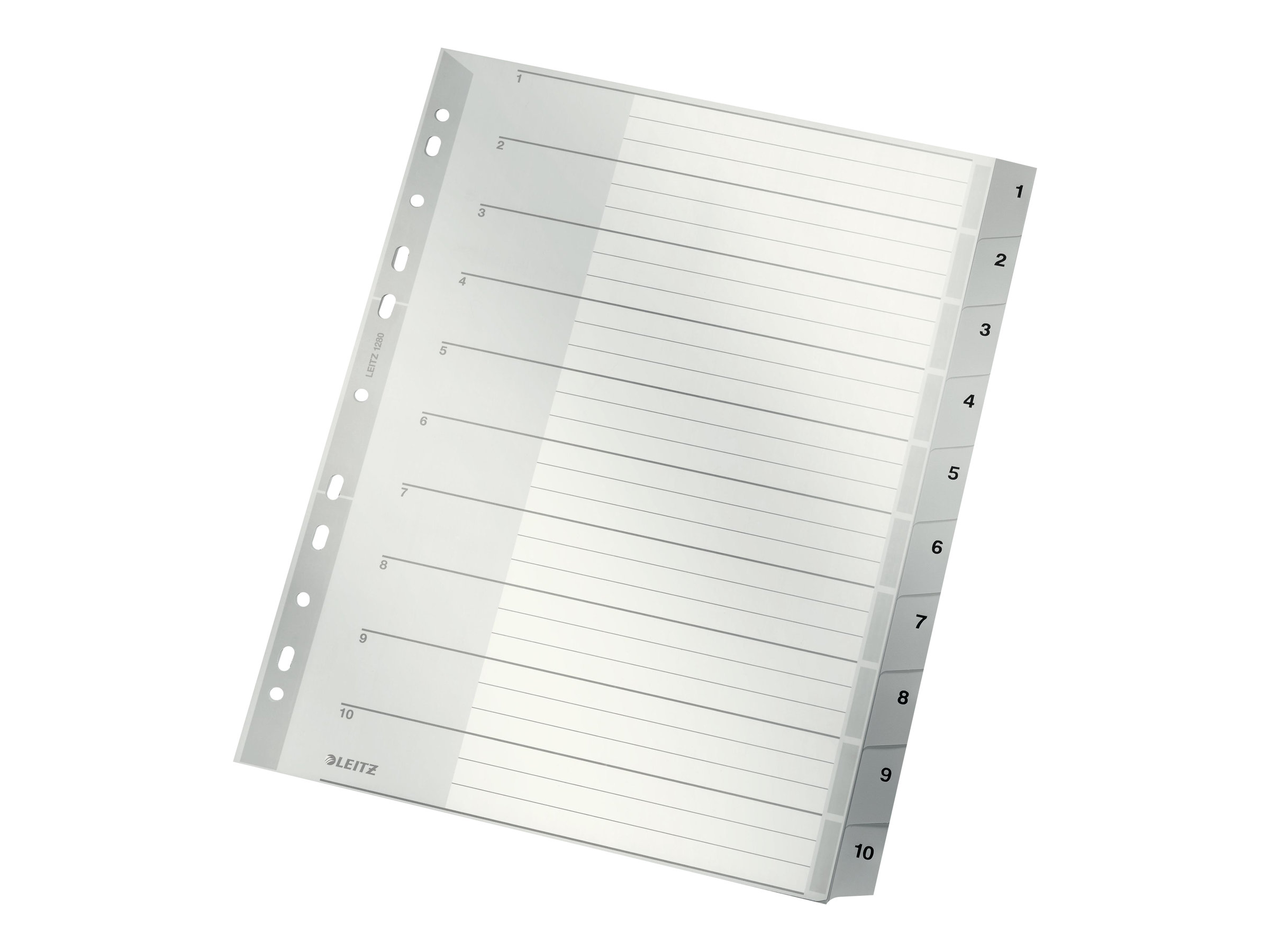 LEITZ Ordnerregister 1280 Vollformat, ueberbreite 1-10 grau 10-teilig, 1 Satz LEITZ Ordnerregister 1280 Vollformat, ueberbreite 1-10 grau 10-teilig, 1 Satz