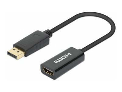 MANHATTAN 4K60Hz Aktiver DisplayPort auf HDMI-Adapter DisplayPort-Stecker auf HDMI-Buchse Kabeladapter mit Dongle schwarz