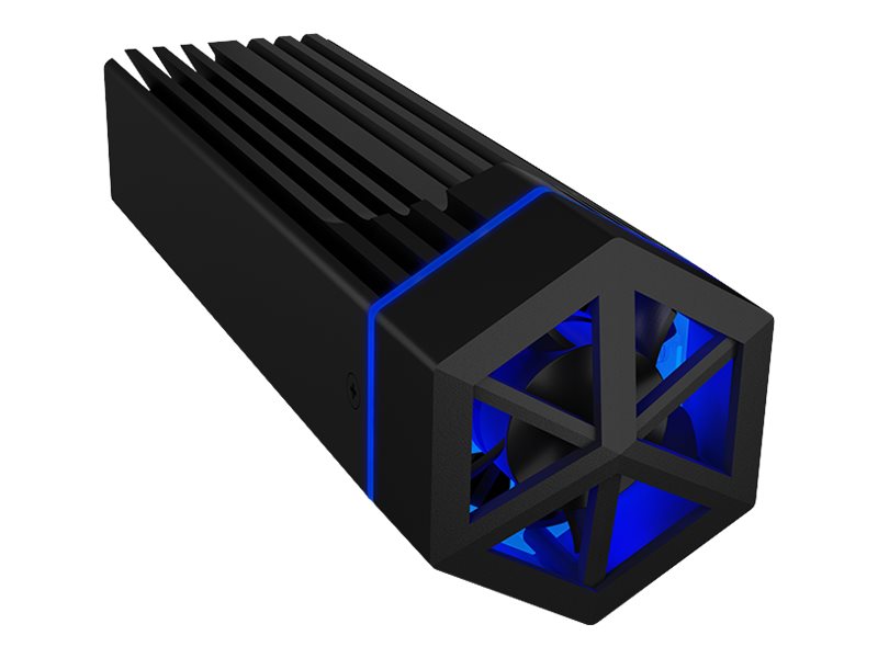 ICY BOX ext.Modding Gehaeuse NVME M.2 mit Luefter und RGB Beleuchtung IB-1823MF-C31 M.2 SSD mit USB3.1 Type-C bis zu 10Gbits M-Key