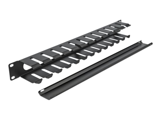Delock 19" Kabelmanagement Rangierpanel mit 2 oeffnungen 1 HE schwarz Delock 19" Kabelmanagement Rangierpanel mit 2 oeffnungen 1 HE schwarz