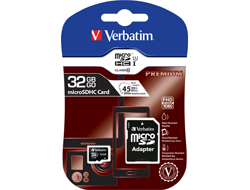 Verbatim microSDHC Speicherkarte 32 GB UHS-I Premium Class 10 + SD Adapter