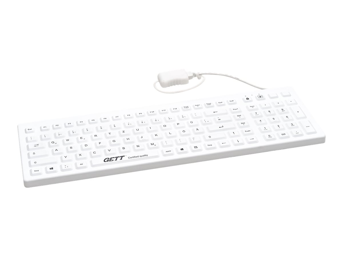 GETT GCQ CleanType Prime Pro+ Silikon Tastatur mit NUM-block mit Magneten IP68 beleuchtete Tasten USB Farbe: weiss Layout: CH GETT GCQ CleanType Prime Pro+ Silikon Tastatur mit NUM-block mit Magneten IP68 beleuchtete Tasten USB Farbe: weiss Layout: CH