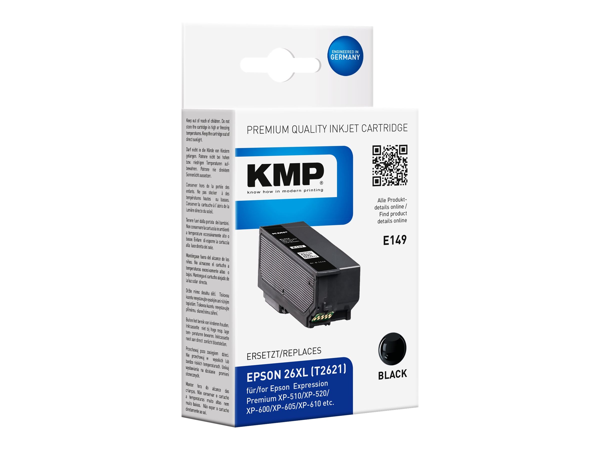 KMP E149 schwarz Druckerpatrone kompatibel zu EPSON 26XL / T2621XL KMP E149 schwarz Druckerpatrone kompatibel zu EPSON 26XL / T2621XL