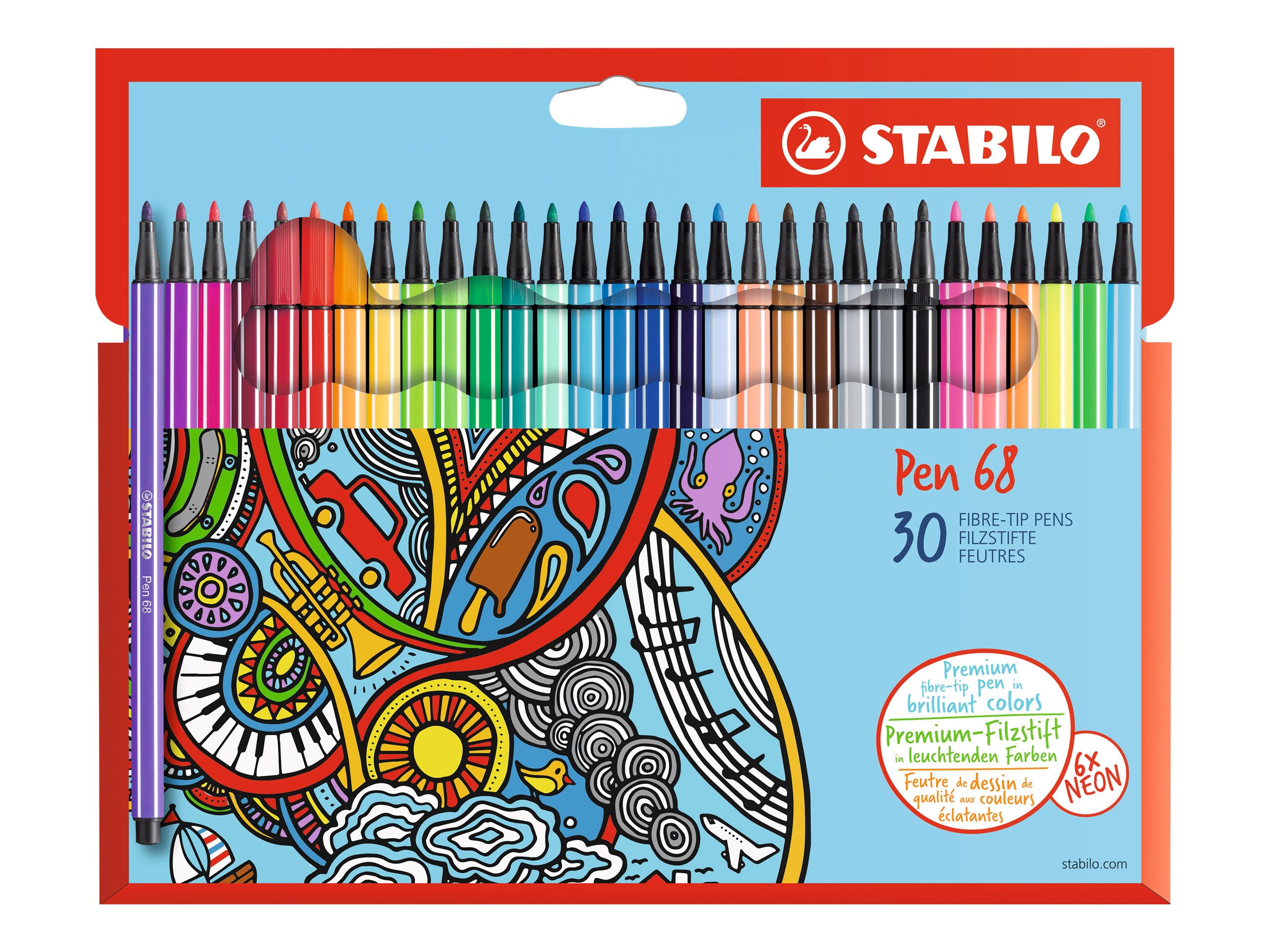 STABILO Pen 68 Filzstifte farbsortiert, 30 St. STABILO Pen 68 Filzstifte farbsortiert, 30 St.