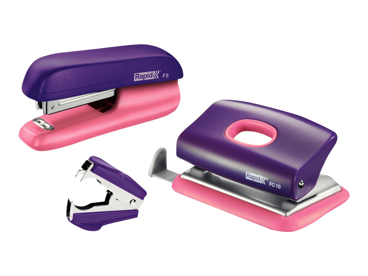 Rapid Locher und Heftgeraete Set Mini lila/rosa Rapid Locher und Heftgeraete Set Mini lila/rosa
