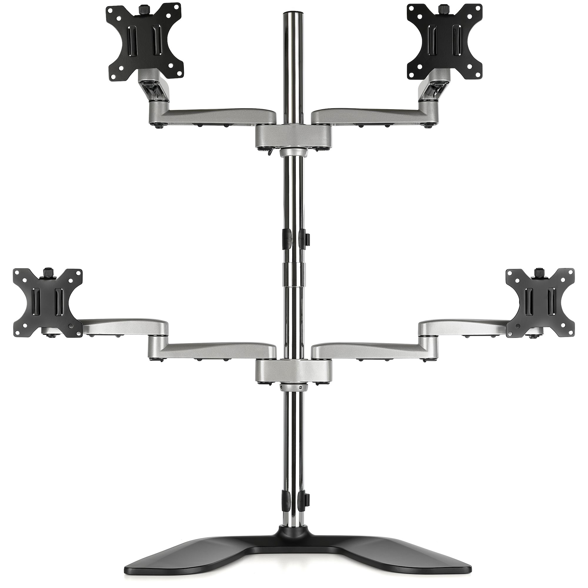 STARTECHCOM Monitorhalterung für vier Bildschirme Standfuss für bis zu 8128cm 32Zoll VESAMonitore beweglich Stahl Alum