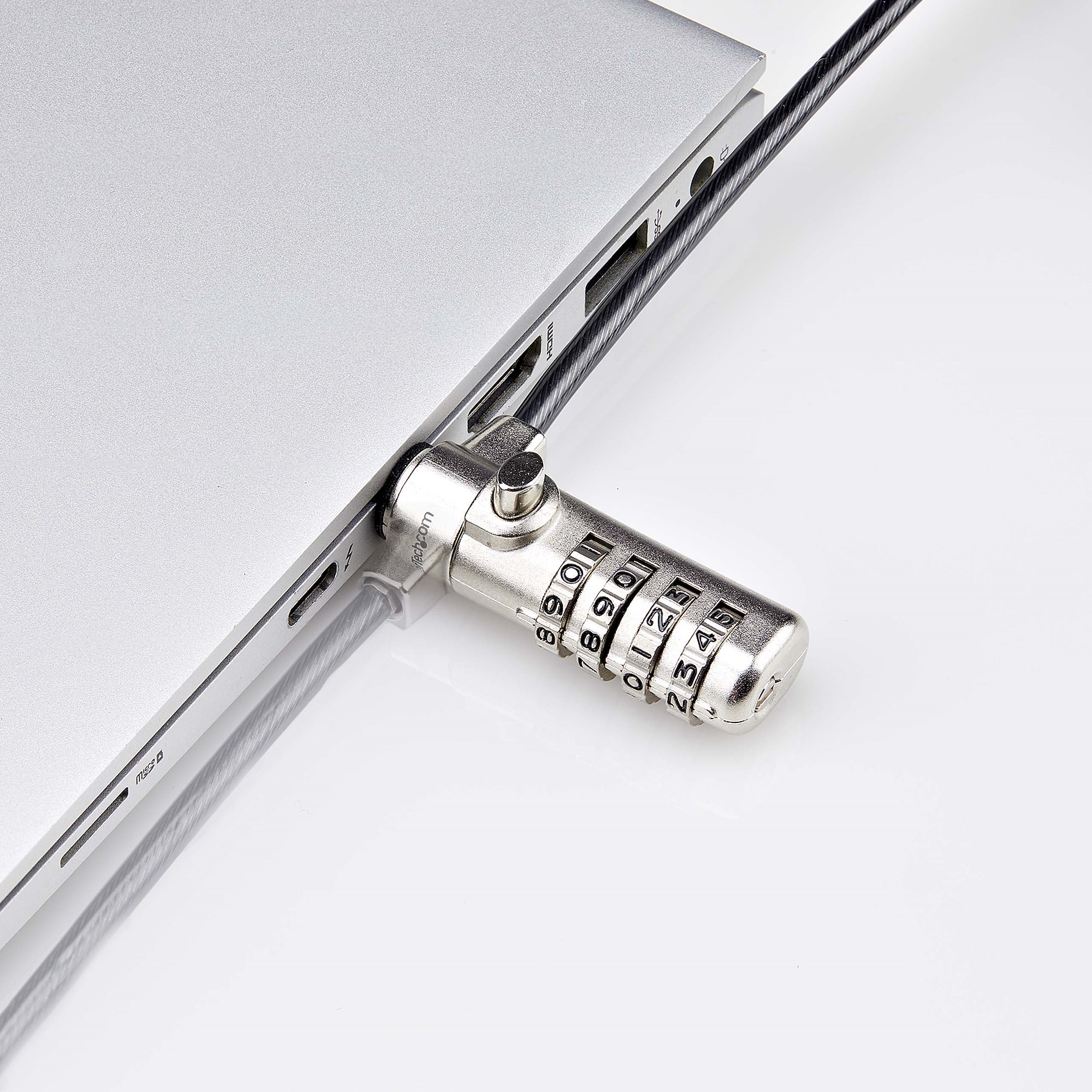 STARTECHCOM Schlankes Nano Slot Laptopschloss 1,5m Kabelschloss Diebstahlschutz fur NotebookComputer,Laptop Zahlenschloss