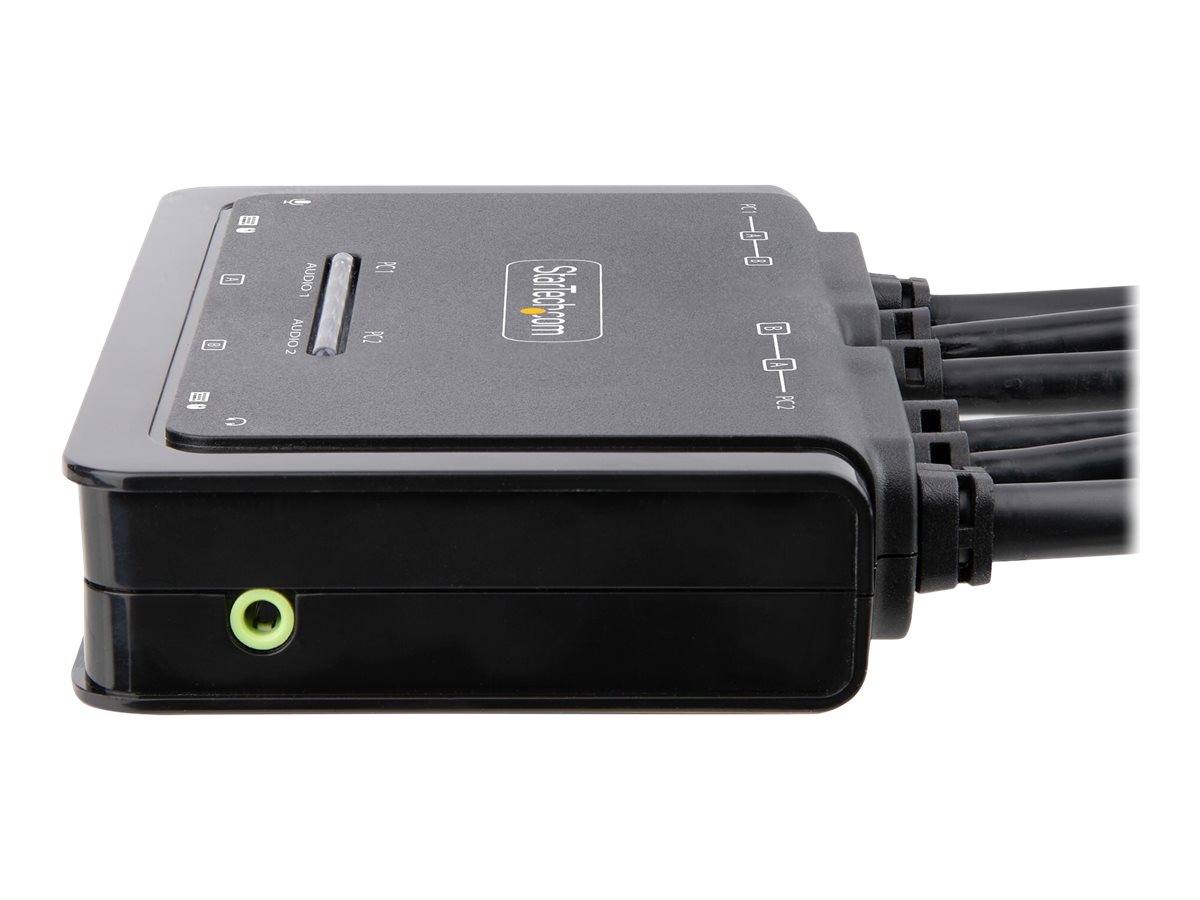 STARTECH.COM 2-Port Dual Monitor HDMI KVM Switch 4K 60Hz KVM mit 1,5m Integrierten Kabeln USB-A/HDMI/Audio HDMI KVM Switch