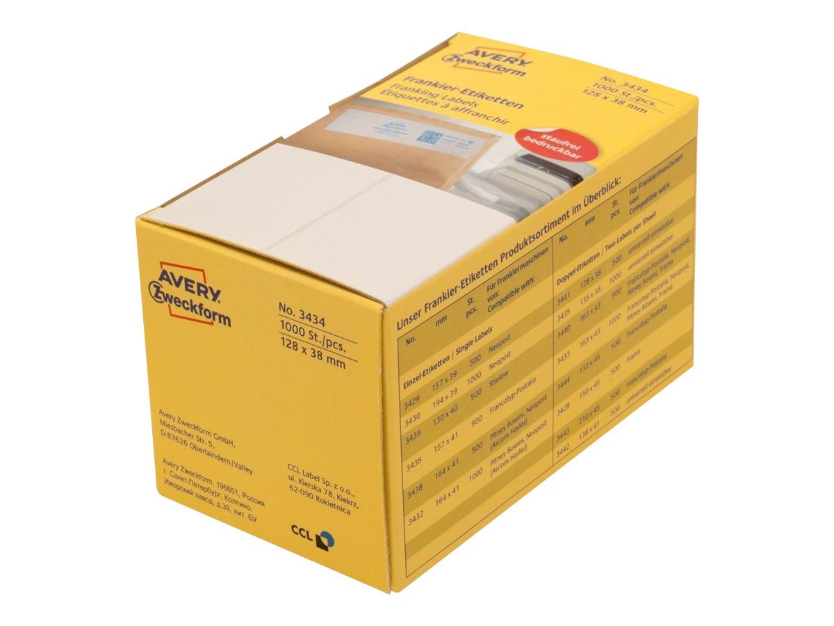 1.000 AVERY Zweckform Frankieretiketten 3435 weiss 135,0 x 38,0 mm 1.000 AVERY Zweckform Frankieretiketten 3435 weiss 135,0 x 38,0 mm