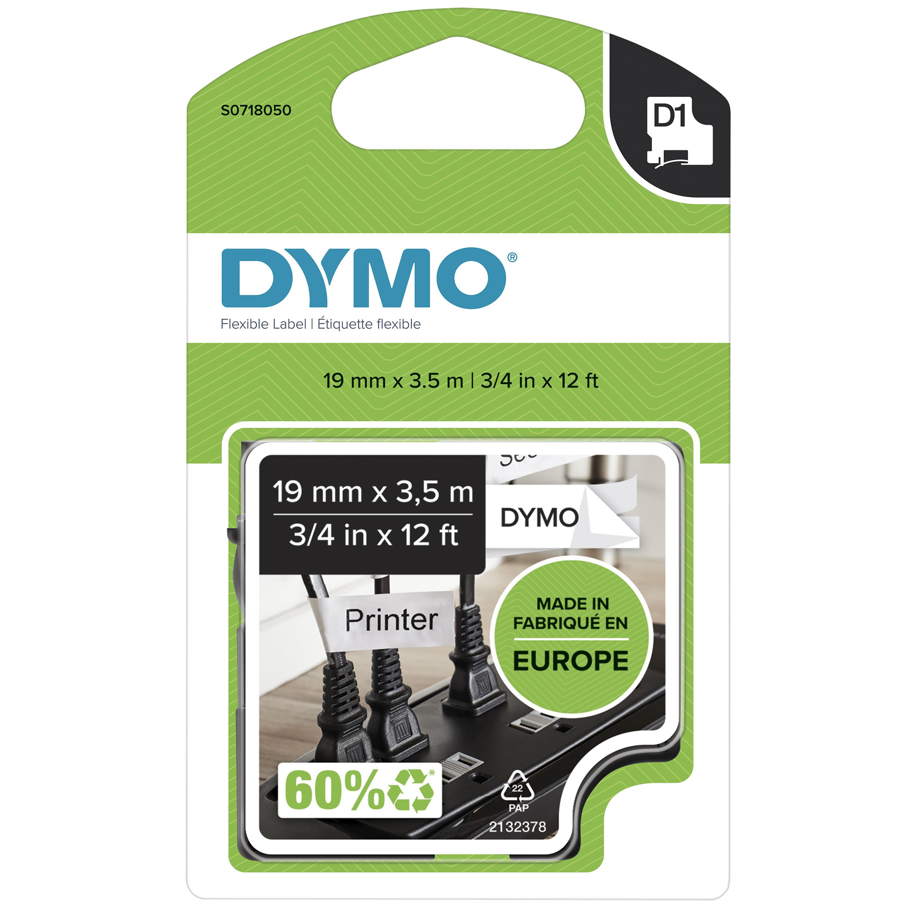Dymo D1 12 mm schwarz auf weiß
