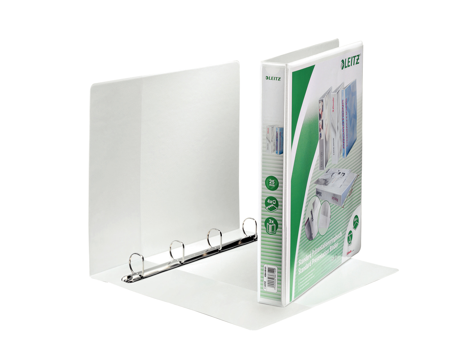 LEITZ Praesentationsringbuecher 4Ringe weiss 4,4 cm DIN A4, 6 St