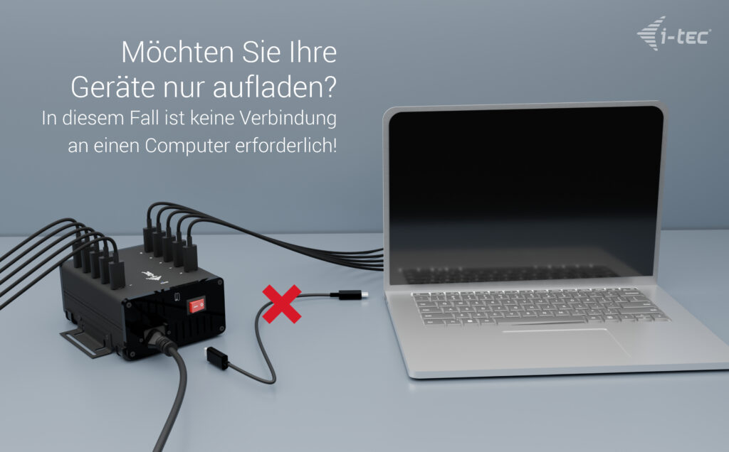 ITEC USBCUSBA Metal ChargingData HUB 15W pro Port 10x USBC integriertes Netzteil 180W