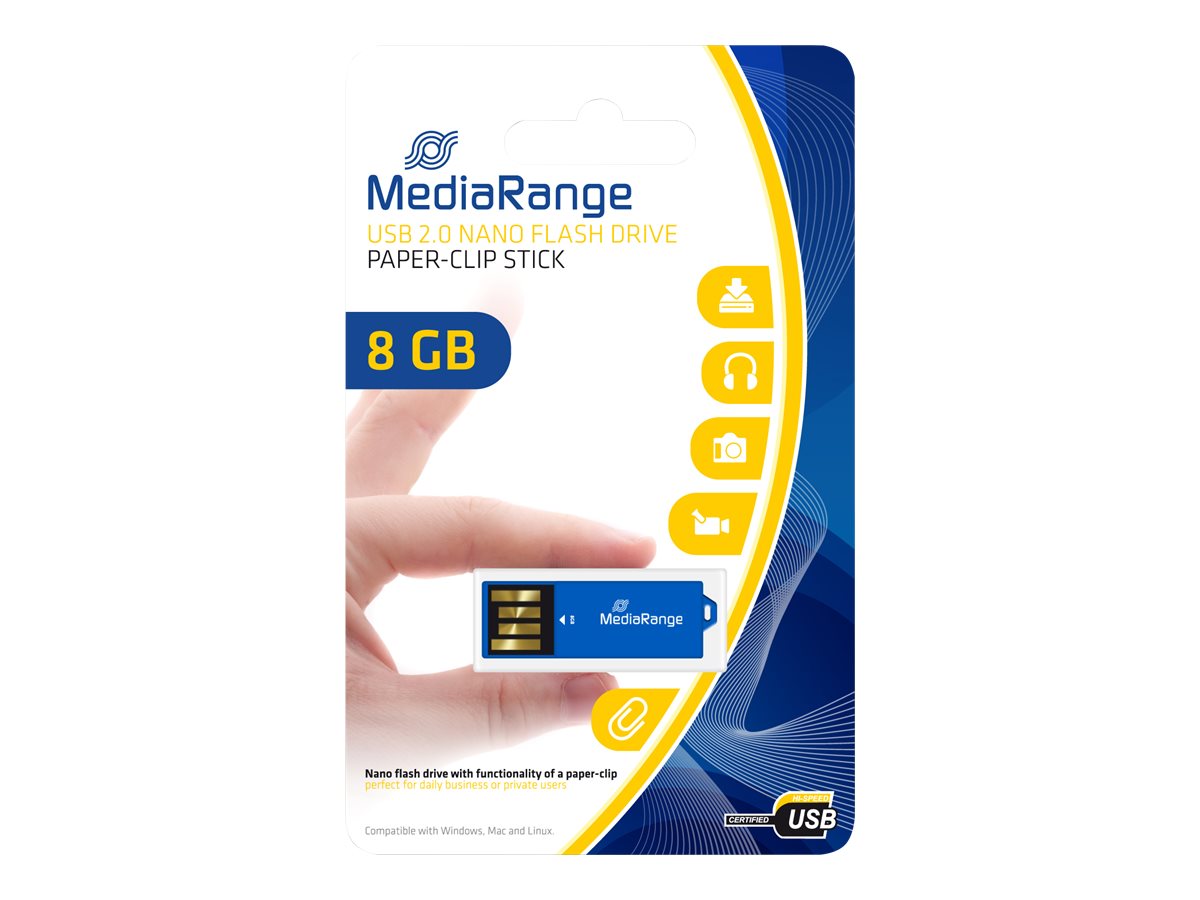 MediaRange USB-Stick PAPER-CLIP blau 8 GB
