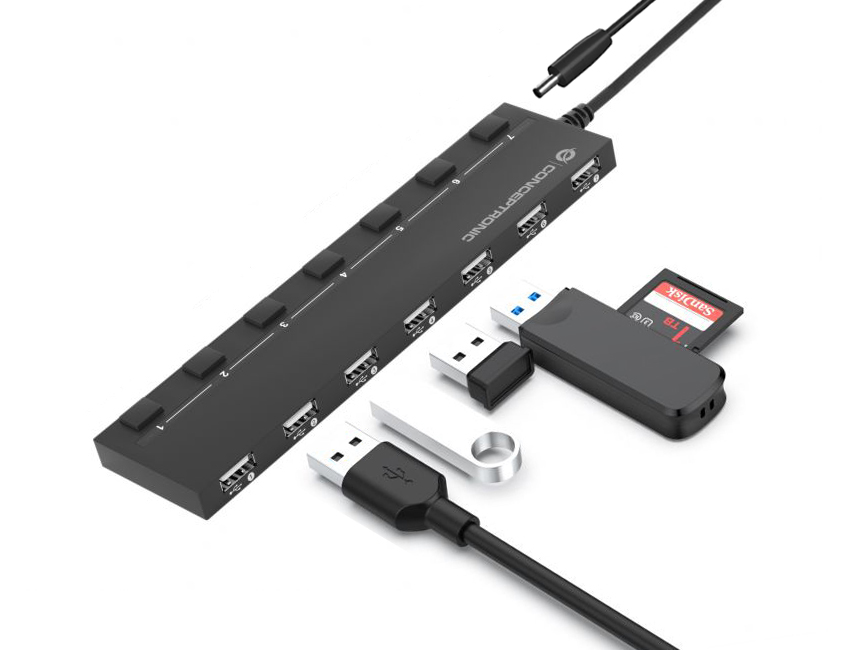 CONCEPTRONIC 7Port Hub USBA207xA20DC oNetz sw