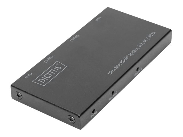 DIGITUS DS45322 Ultra Slim HDMI Splitter 1x2 4K60Hz HDR HDCP 22 18 Gbps Micro USB Power