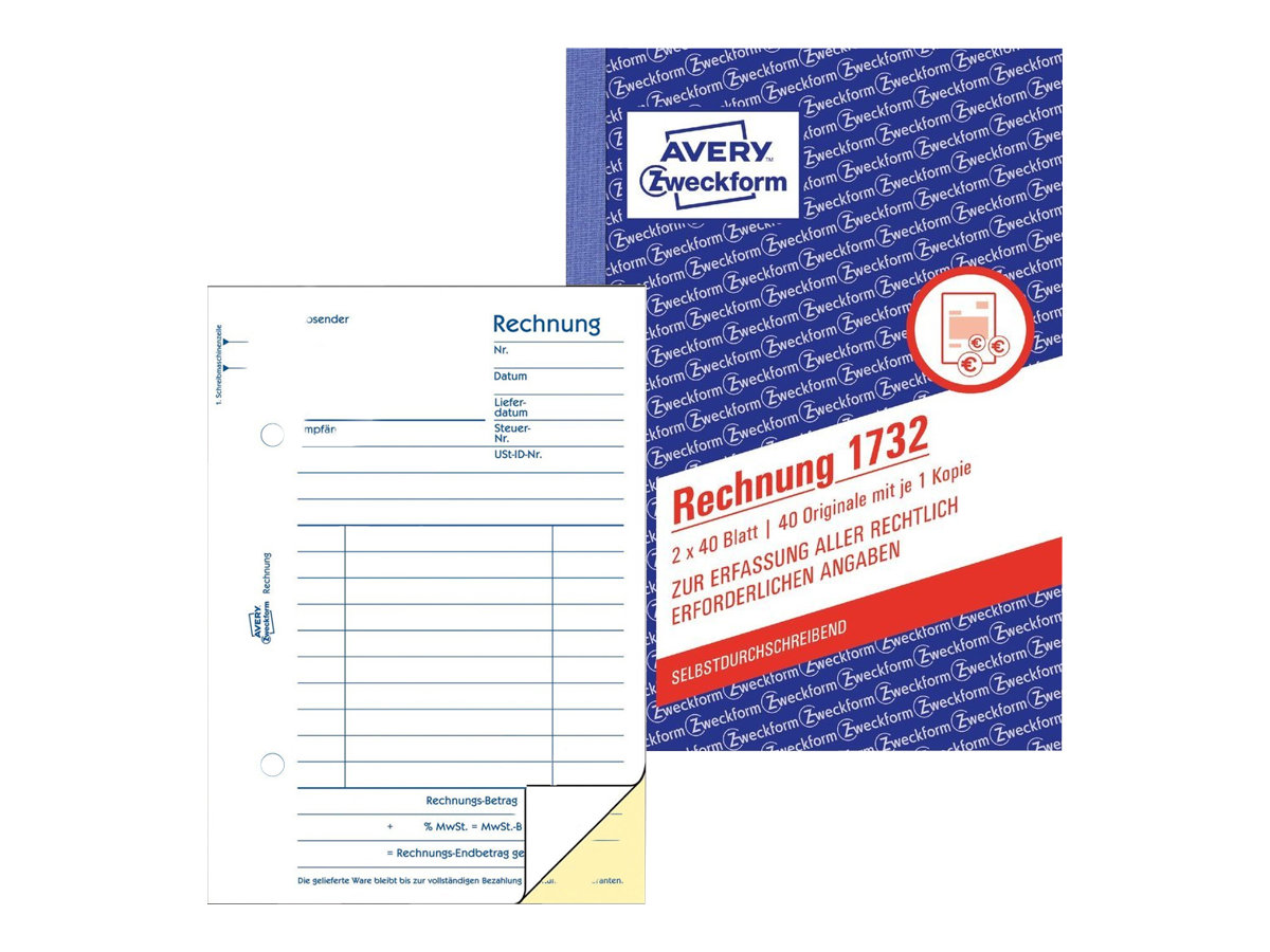 AVERY Zweckform Rechnung Formularbuch 1732 AVERY Zweckform Rechnung Formularbuch 1732
