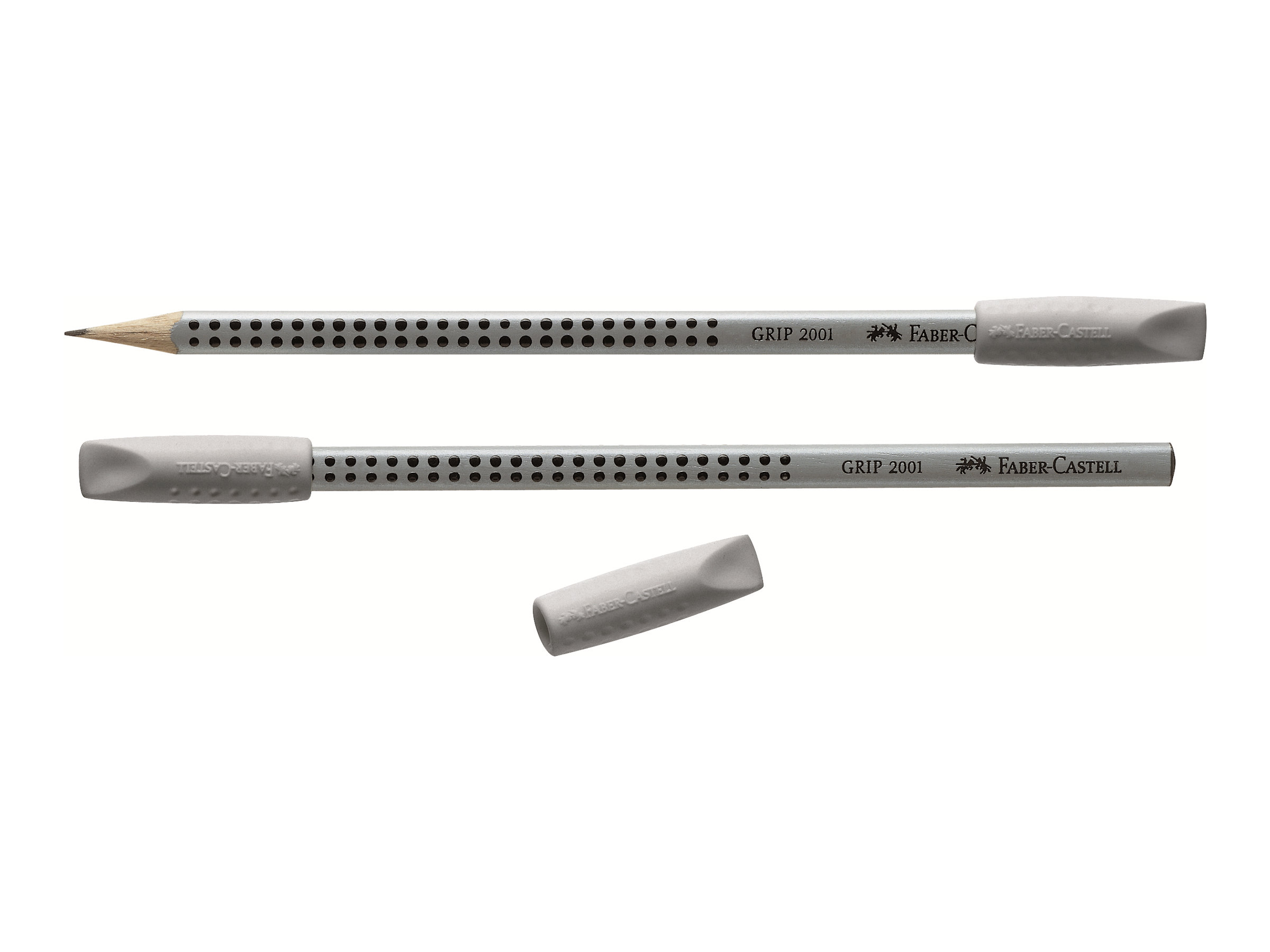 FABER-CASTELL GRIP 2001 Bleistifte HB silber, 12 St.