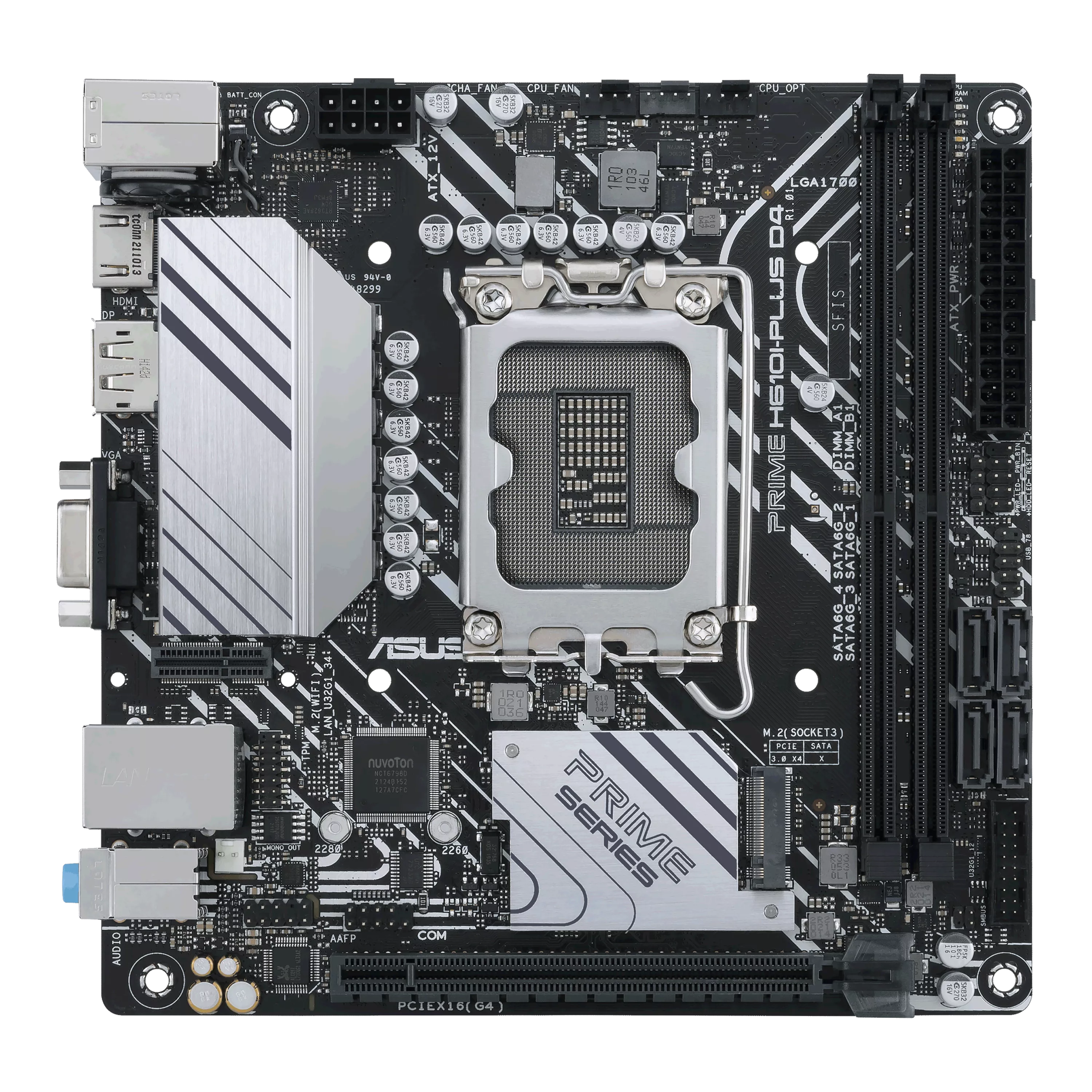 ASUS PRIME H610IPLUS D4CSM Intel H610 LGA 1700 2DDR4 1xPCIe 4030 x16 1xM2 4xSATA 6Gbs 4xUSB 32 Mini ITX MB
