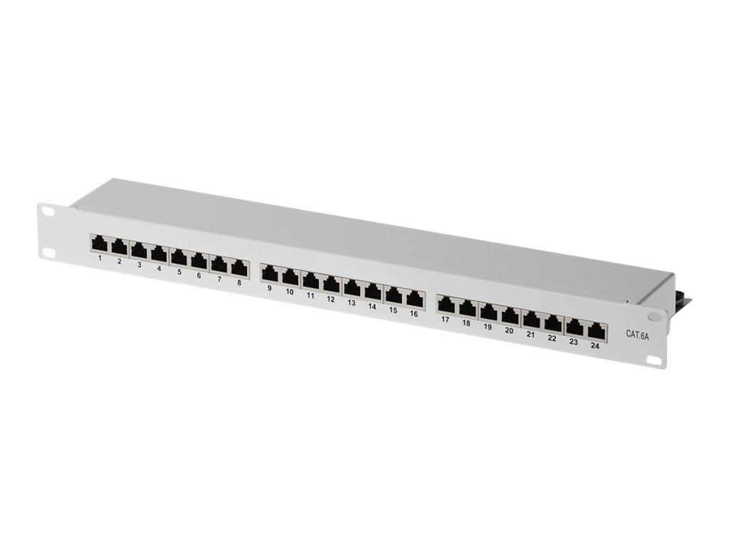 helos Cat6a LSA 19 Patchfeld 1 HE 24 Port lichtgrau