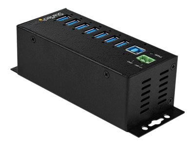 StarTech.com HB30A7AME USB 3.0 Hub (7-Port, Din-Rail,  Industrielle Anwendung, externes Netzteil, Uberspannungsschutz, ESD, 350 W, 15 kV) - Hub - 7 Anschlüsse - TAA-konform
