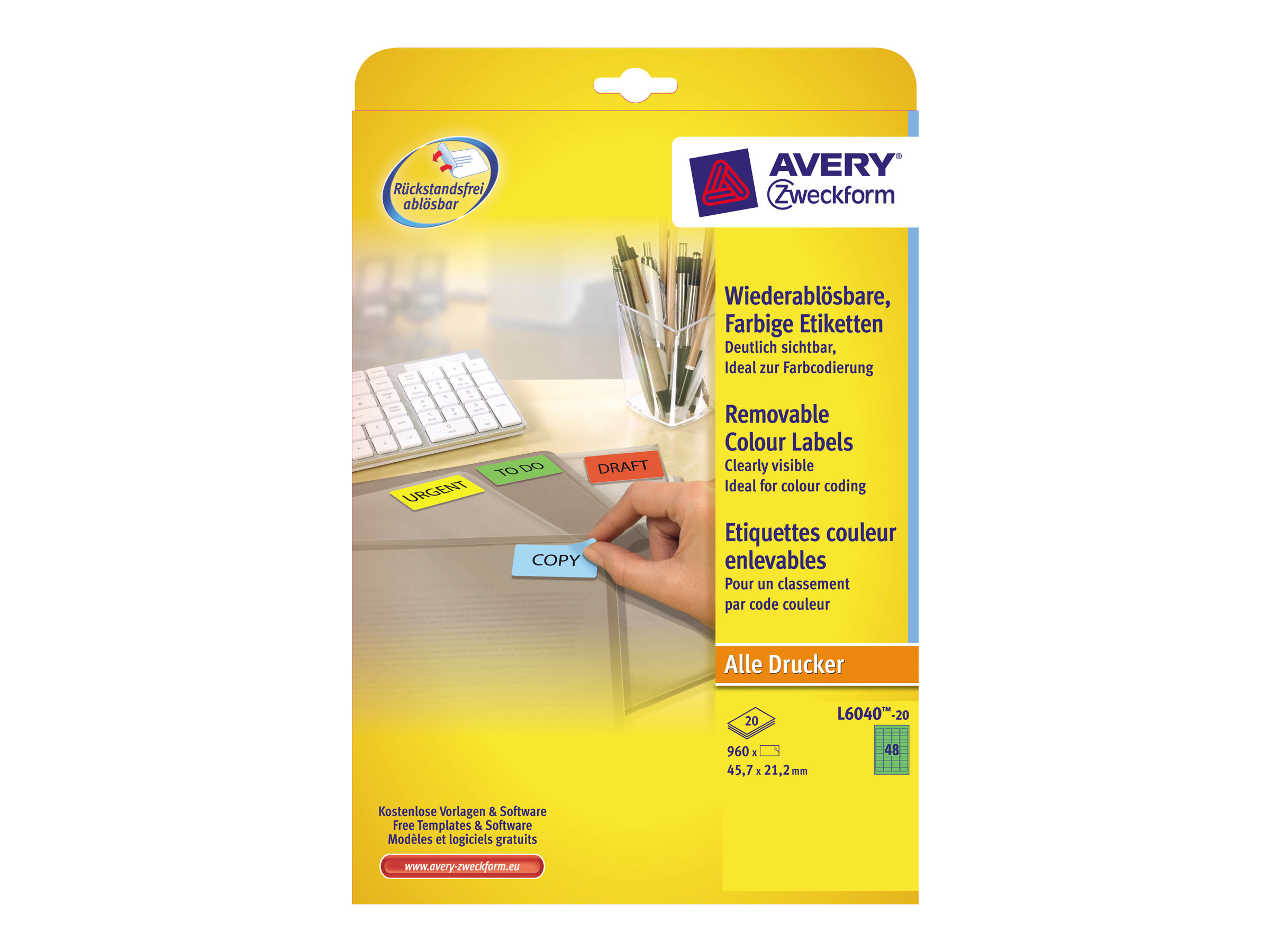 960 AVERY Zweckform Etiketten L6040-20 gruen 45,7 x 21,2 mm 960 AVERY Zweckform Etiketten L6040-20 gruen 45,7 x 21,2 mm