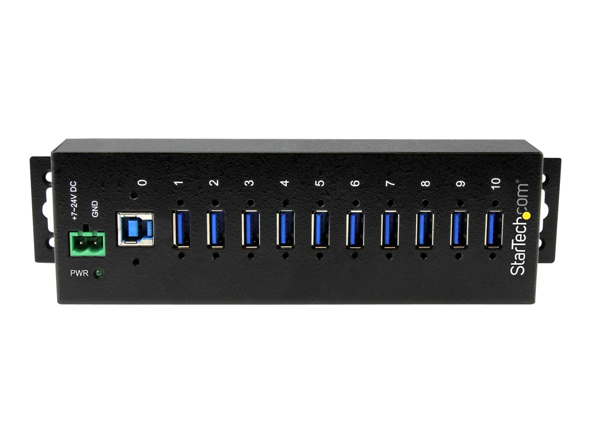 StarTech.com 10 Port Industrieller USB 3.0 Hub - ESD und Überspannungsschutz - DIN Tragschienen oder Oberflächen montierbar - Hub - 10 Anschlüsse