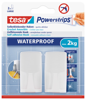 tesa WATERPROOF Large Klebehaken fuer max 2,0 kg, 2,0 x 5,0 cm, 2 St