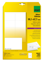 200 SIGEL Adressetiketten LA322 weiss 99,1 x 67,7 mm 200 SIGEL Adressetiketten LA322 weiss 99,1 x 67,7 mm