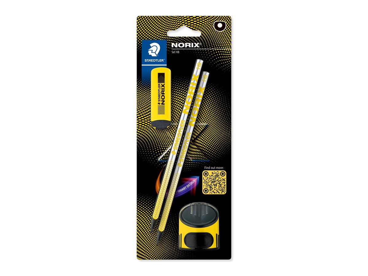 STAEDTLER Norix Bleistifte HB silber,gelb mit Radierer, 1 Set